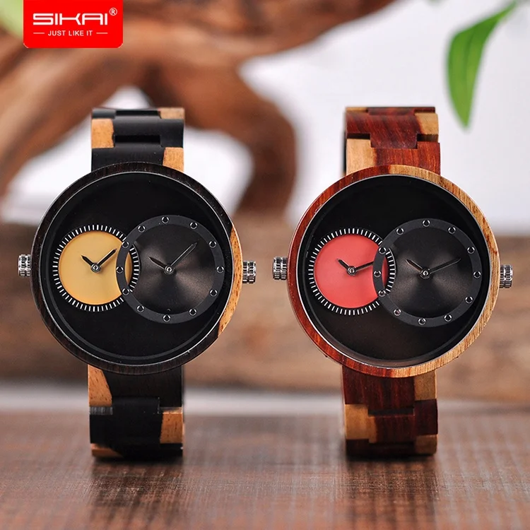 

SIKAI New Design OEM Japanese Quartz Movement Bamboo Casual Wristwatch 316L SS PVD Coating Custom Wood Watch for Men