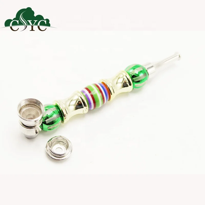 Long Big Heavy Colorful Candy Style Metal Smoking Pipes For Tobacco