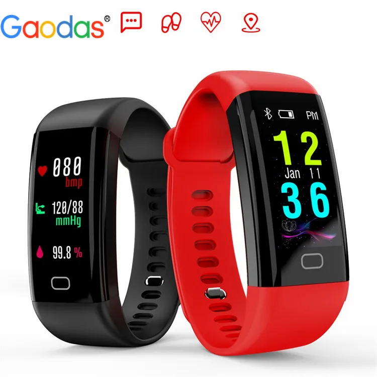

F07 Smart Band Color Screen IP68 Waterproof Heart Rate Fitness bracelet with Blood Pressure Oxygen Monitor Smartband, Black.blue;red;purple;pink