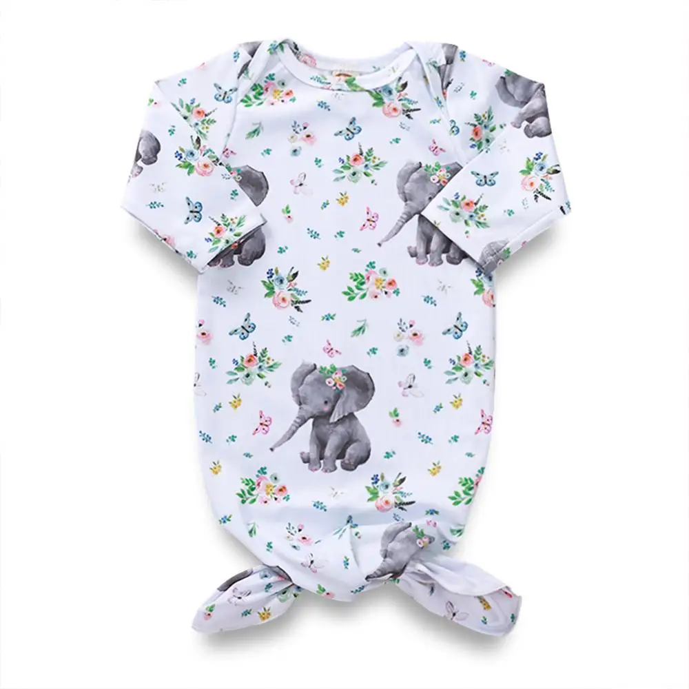 infant printed universal footmuff long sleeve nightgown baby knotted animal gowns baby sleeping bag