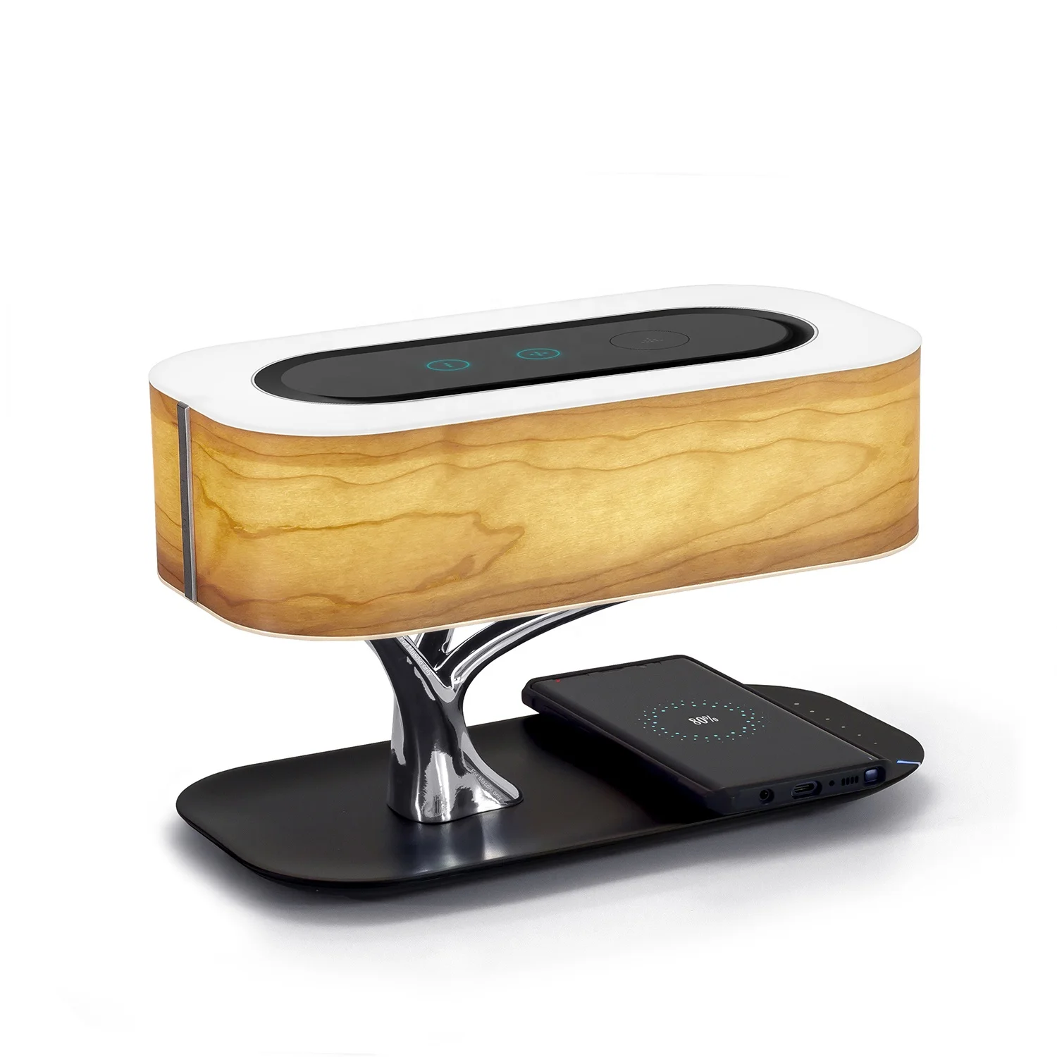 Ampulla Masdio Bedside Lamp with Bluetooth Speaker and Wireless Charger, Sleep Mode Stepless Dimming