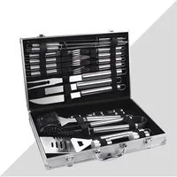 

26pcs food grade Stainless steel barbecue grill set BBQ outside grill set with aluminium box