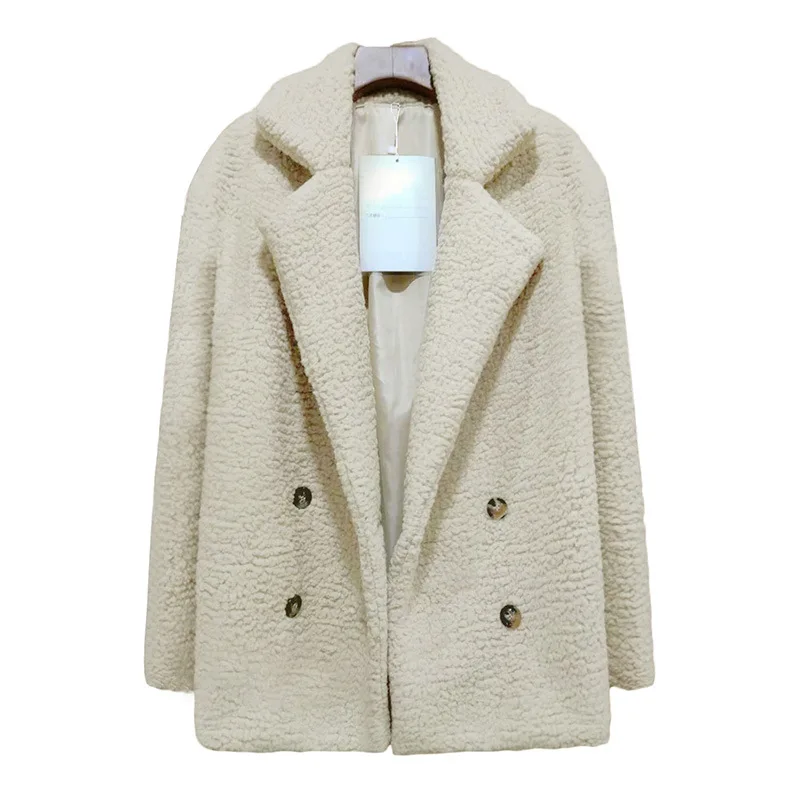New Fashion Ladies Warm Furry Button Lapel Pocket Jacket Faux Fur Teddy ...
