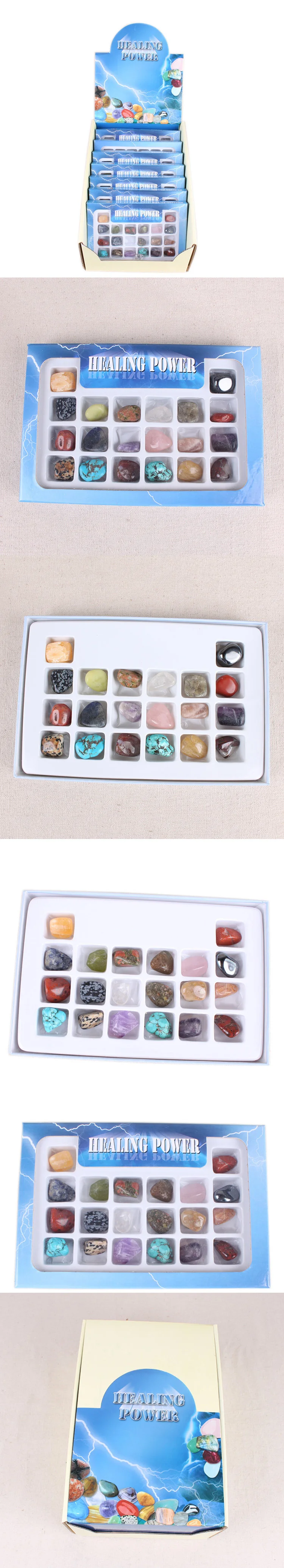 20pcs Boxed Natural Stone Crystal Gemstone Polished Healing Collection Display