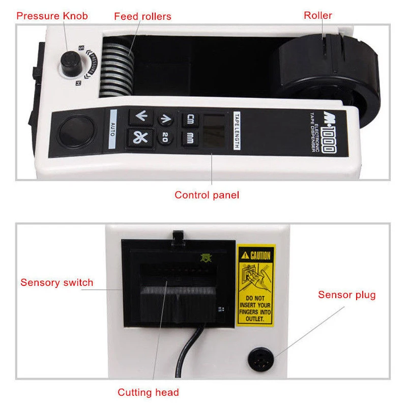 20-999mm M-1000 18W Automatic Tape Dispenser Electric Adhesive Tape Cutter Cutting Machine