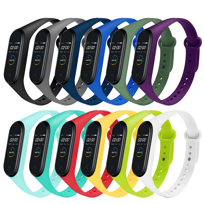 

BOORUI pure colorful mi band 4 Strap custom logo silicone miband 4 belt miband4 accessories for xiaomi miband 4 smart bracelets, Black;red;white;apple green;army green;pink;purple