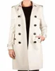 OEM Ladies beige long cotton coat double breasted style custom coat trench
