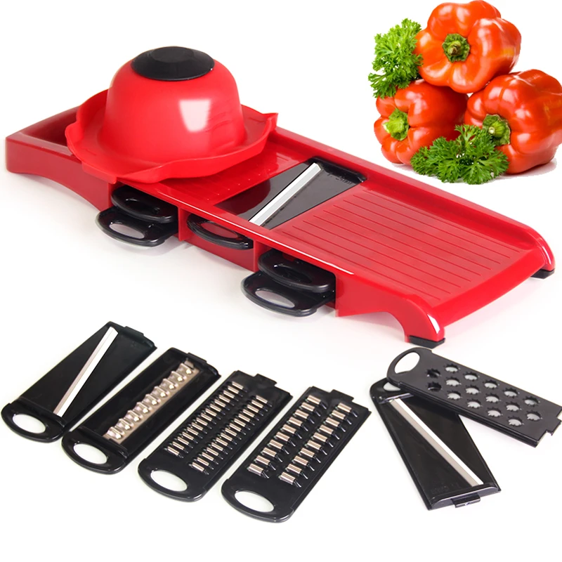 

Wholesale best seller vegetable cutter multifunctional kitchen accessories handheld vegetable chopper mandoline slicer, Red