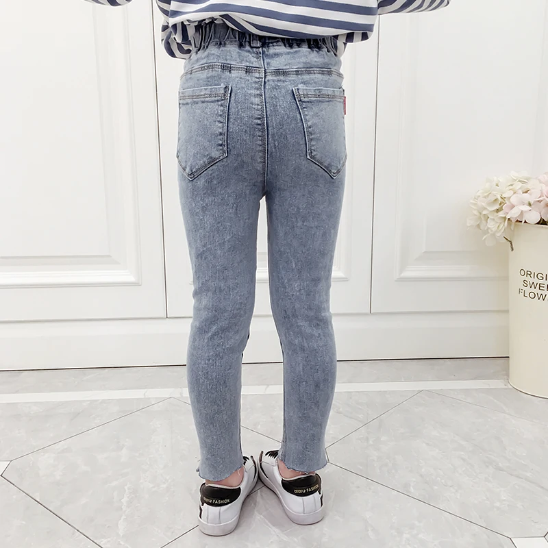 
Wholesale Price Girls Fitness Mid-waist Denim Pants Kids Korean Spring Jeans 