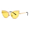 Newest fashion women metal cat eye city vision HD yellow lens sunglasses 2019