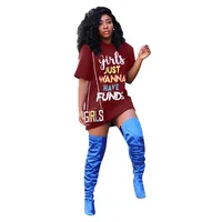

LSD8012 New Summer Women's Short Sleeve Letter Print Long T-Shirt Dress