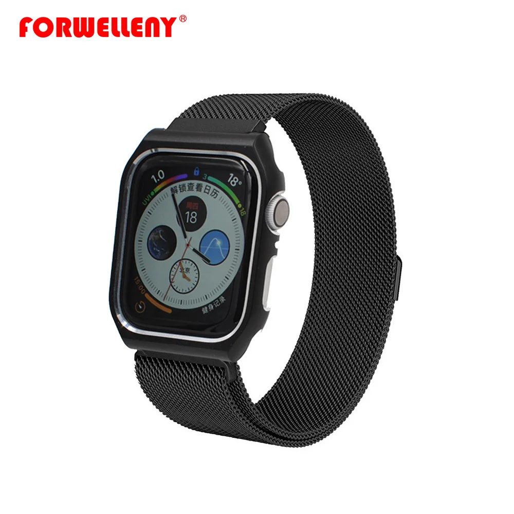 

Milanese Loop metal case For Apple Watch series4 band 44mm/40mm Stainless Steel watch wrist Bracelet belt, Black,silver,gold rose,gold