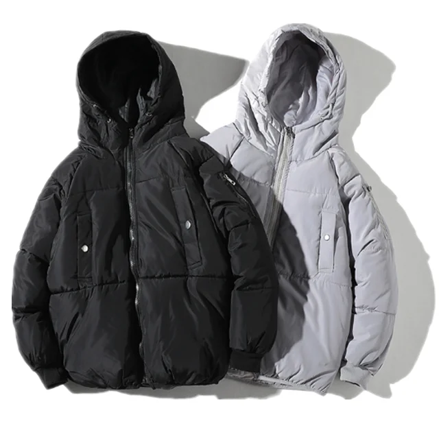 

JACKETOWN Latest Custom Printed Hooded Winter Black Coat Mens Fashion Puffer Padded Jacket