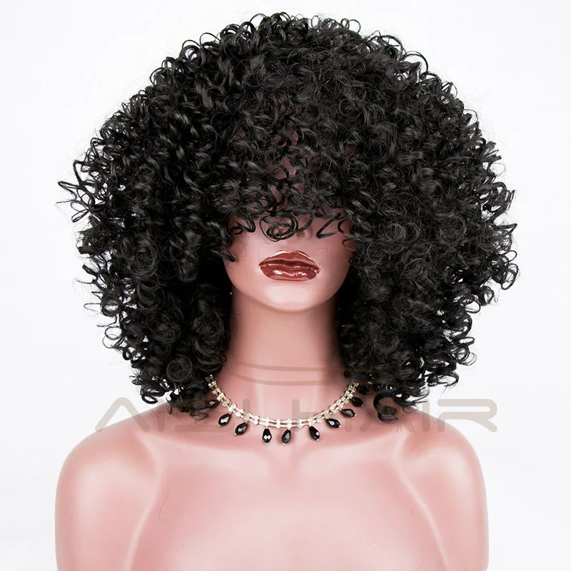 Aisi Hair Factory Price Synthetic Black Wigs Long Kinky Curly Wigs For