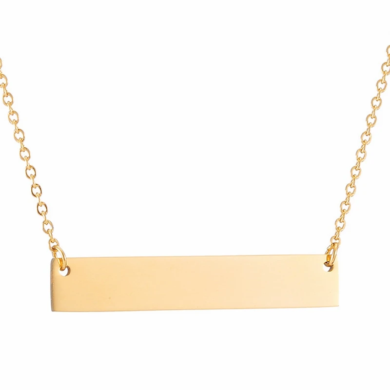 Minimalist Stainless Steel Jewelry Custom Engraved Women Gioielli Bar Necklace
