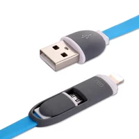 

hot sell 100cm 2in1 noodle micro usb fast charging cable for iphone/Android 1m multi charger cable logo customized