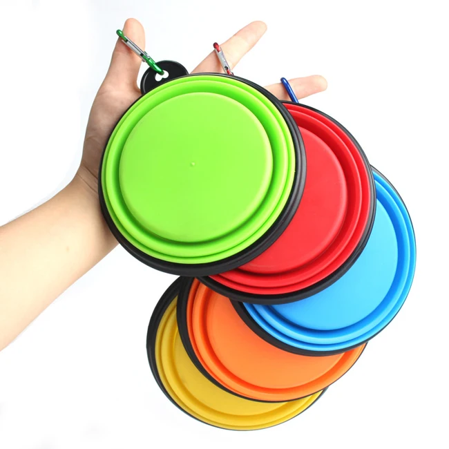 Custom logo large size travel pet dog bowl collapsible silicone pet bowl on sale