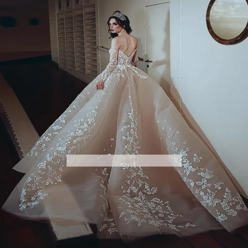 

Latest Design Wedding Dresses Off The Shoulder Puffy Bridal Gowns, Custom made