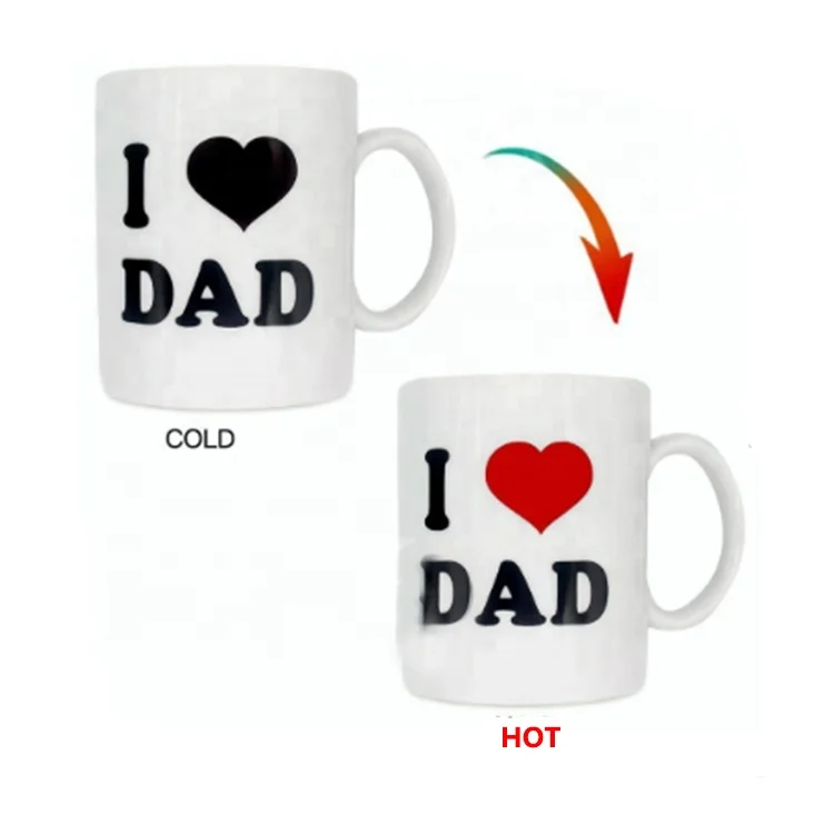 

11oz Dad and Mom gifts cup magic mug color changing ceramic father mug, White