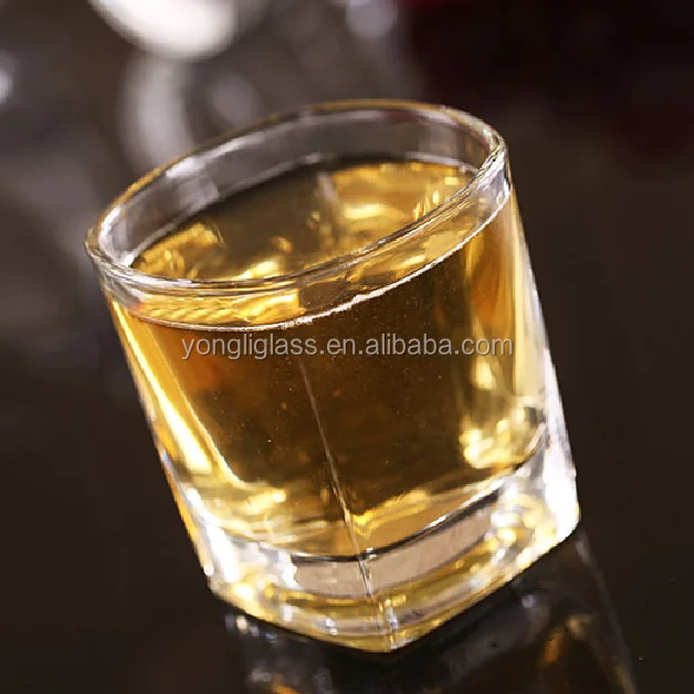 Guangzhou 160ml square whisky glasses/ tequila whisky glasses/ mini wine glass whisky glasses with logo on glass