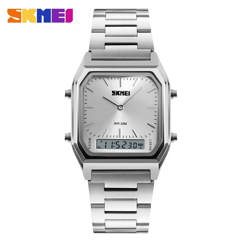 

SKMEI Men Fashion Casual Quartz Wristwatches Digital Dual Time Sport Watches Chronograph Back Light 30M Waterproof Watch 1220
