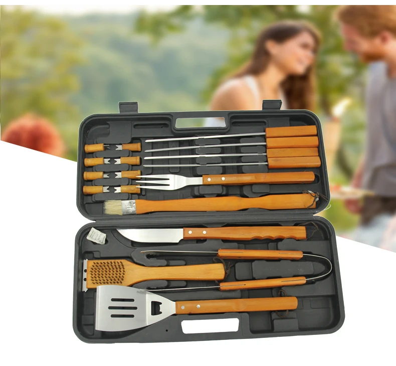 Grilling Accessory 18pcs Bbq Set With Plastic Carrying Case Buy 18pcs