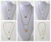 2016 New design tiny chain multi layer gold heart shaped turquoise and diamante bar gold arrows women necklace