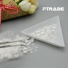 2016 NEW 400pcs/bag mix size 2mm-8mm White Half Round DIY Flatback Nail Art Pearl Use for phone cases Jewelry Decoration