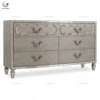 Carved 6 drawers wooden storage cabinets large mirrored sideboard