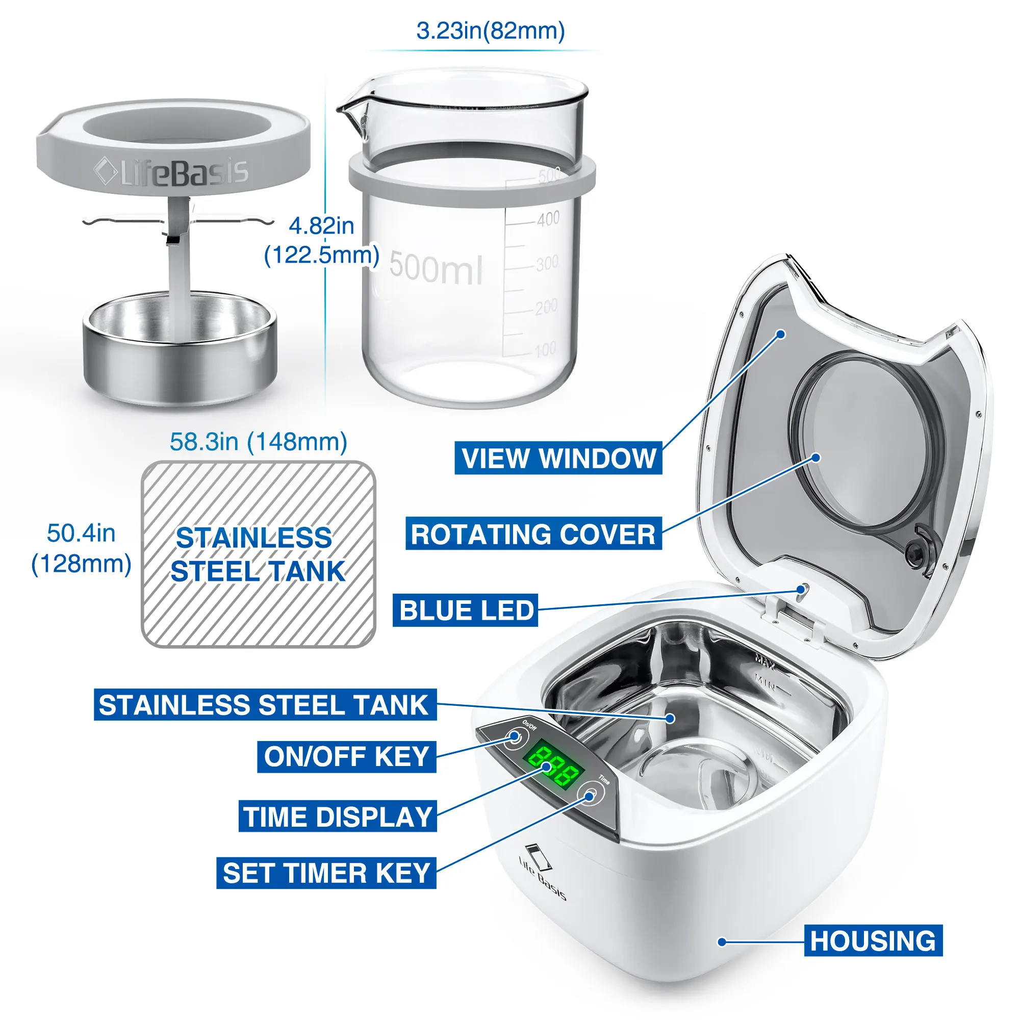 Unheated Ultrasonic Cleaners with Digital Timer