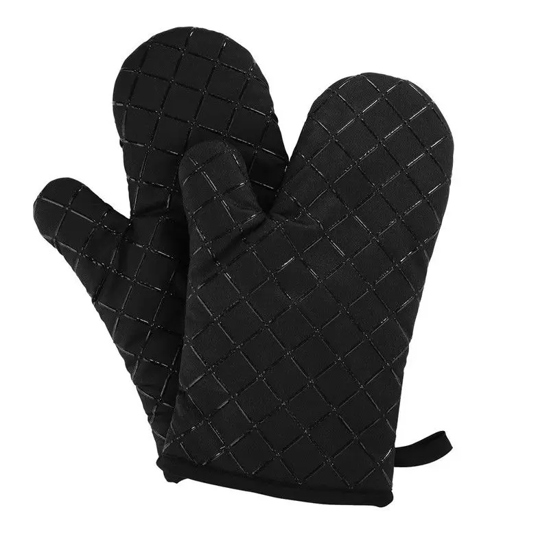 

New Product Doublecustomized Oven Mitt Silicone Heat Resistant Kitchen Oven Gloves, Black