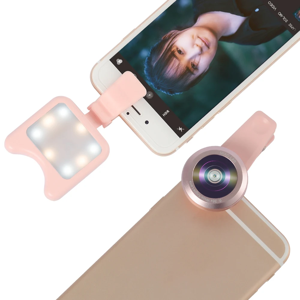 

Apexel HD Macro Wide Angle Lens Mobile Phone Camera Lens with LED Fill Fight for Mobile Phone Tablets, Black;pink;white