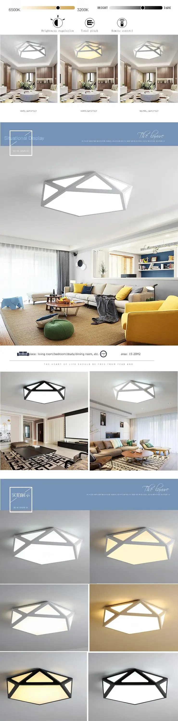 Zhongshan Lighting Factory Surface Mounted Light Fixture,Color Changing Led Hanging Ceiling Light for living room