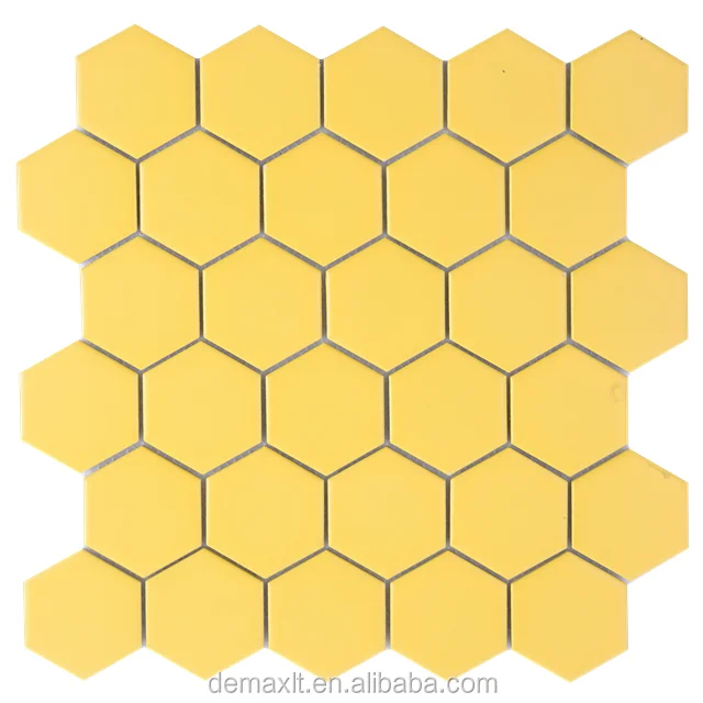 Yellow Color Hexagon Ceramic Mosaic Tile From Demax /living Room