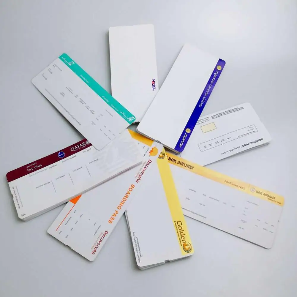 Top selling adhesive airline ticket thermal paper boarding pass