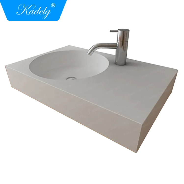 700 Left Hand Bowl White Solid Surface Wall Basin