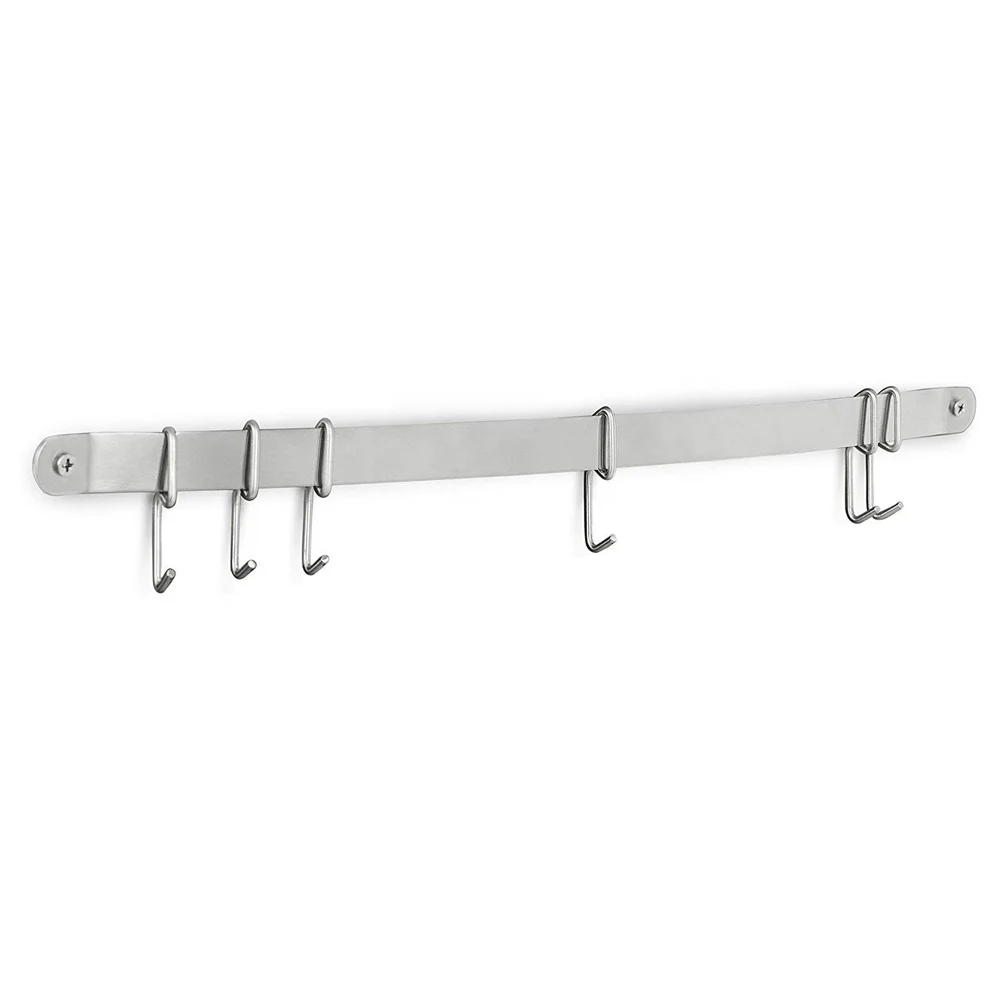 Marketable Wall Mounted Kitchen Shelf Hanger Stainless Steel Pots And Pans Hanging Rack Rail Over The Door Towel Rack With Hooks