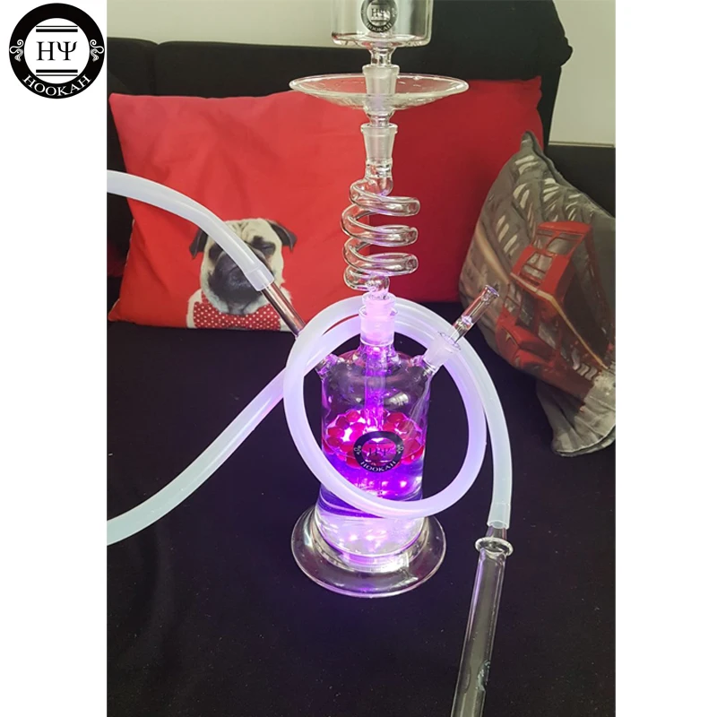 

New design hookah led glass shisha china hookah factory spiral hookah