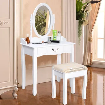Shabby Chic Dressing Table Mirror Vanity Makeup Drawer Stool Desk