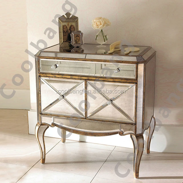 Wholesale Antique Mirrored Chest Bedside Drawers Mirrored