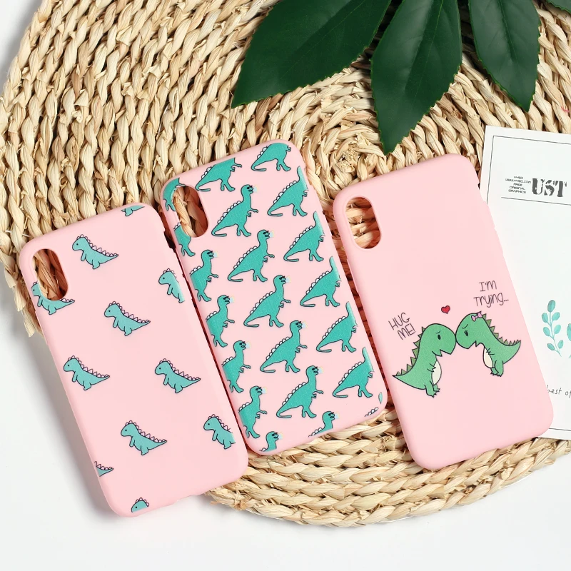 

Cute Cartoon Dinosaur Patterned TPU Silicone Frosted Matte Soft Case Fundas Capas Cover For iPhone 5 5SE 7 7Plus 8 X XS Max