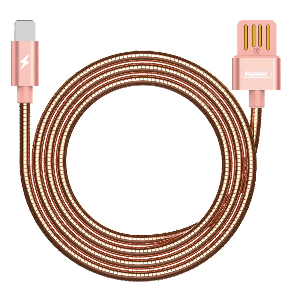 

REMAX Stretchable Spring Wire Metal Charging Data Cable for iPhone, Black;silver;rose gold;gold