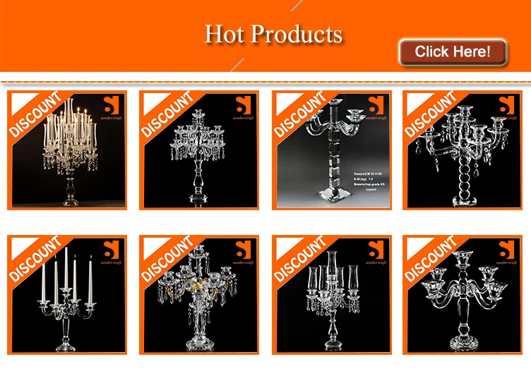 cheap 9 arms beaded glass wedding candelabras on sale