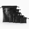 Black Pu Leather Drawstring Pouch Bag For Jewelry Earpiece