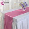 Cheap wedding supplies damask satin silk table runner pink for hotel banquet at factory price wholesale OEM