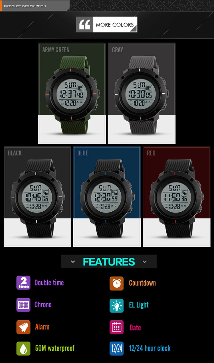 Make your own skmei 1213 military time digital mens watch more time