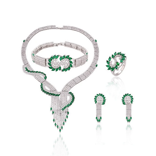

63318 indian cubic zirconia jewelry necklace set, indian bridal jewelry sets jodha akbar jewelry set, display luxury jewelry set, Rhodium color