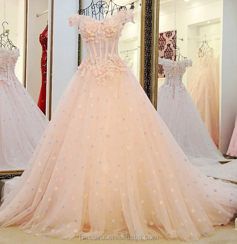 blush pink wedding gown