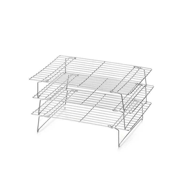 

Wholesale Design Cookie Metal Wire 3 Tiers Stainless Steel Cooling Rack for Cake Bakery Bread Food Grid, White