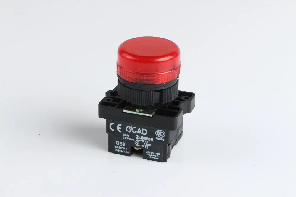 
XB2-EV64 CNGAD Neon lamp 6.3V-220V Pilot Light push button switch 
